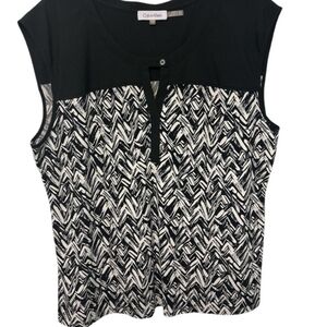 Calvin Klein Black and White Patterned Blouse